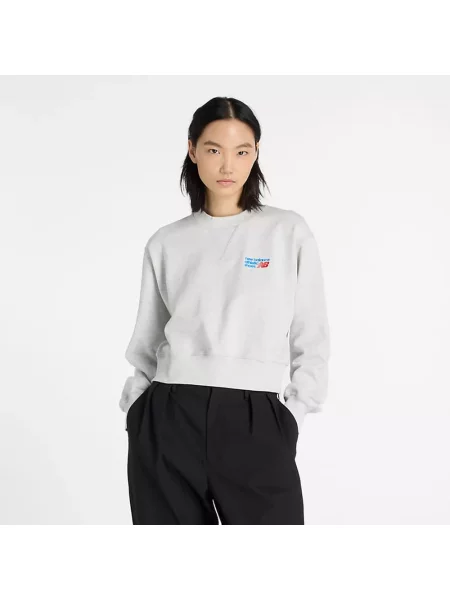 Mikina New Balance Athletics Premium Logo Relaxed Crop Crew Ash Heather XXL