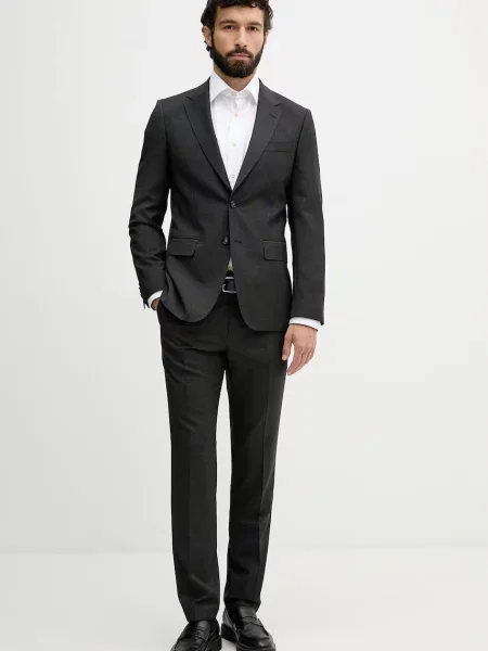 BOSS costum din două piese pentru bărbați din lână gri