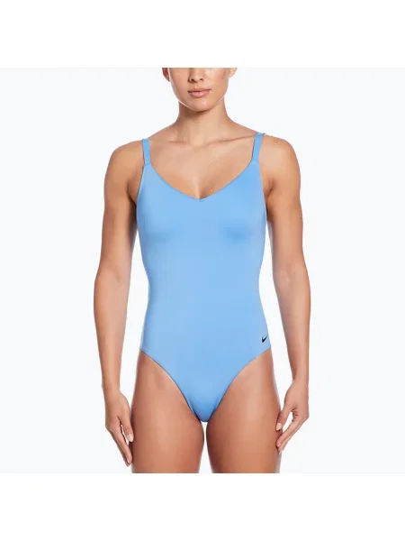 Női egyrészes fürdőruha Nike Essential V-Neck egyetemi kék. Méret: S kék