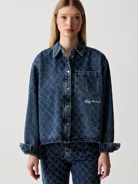Karl Lagerfeld Jeans cămașă pentru femei din denim albastru