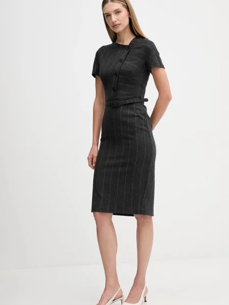 Сукня з додаванням вовни Sandro Ferrone midi пряма сірий