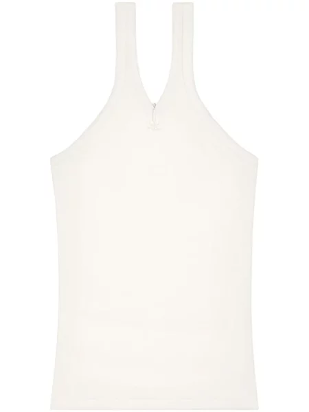 Top Courreges cu broderie alb