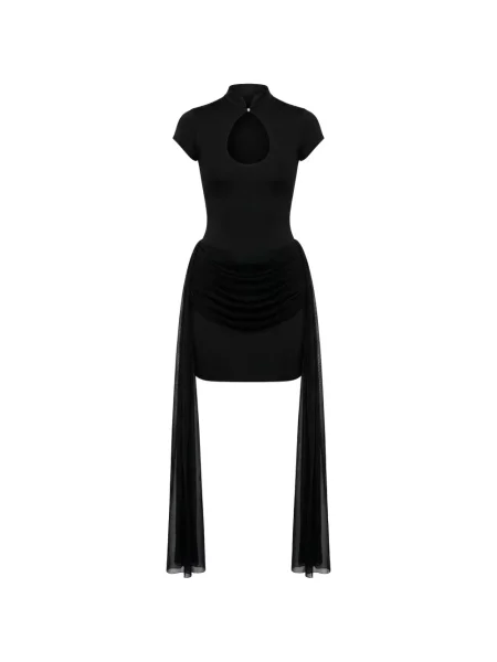 Wyciąć sukienka mini Axel 113 z falbankami garniturowa czarna