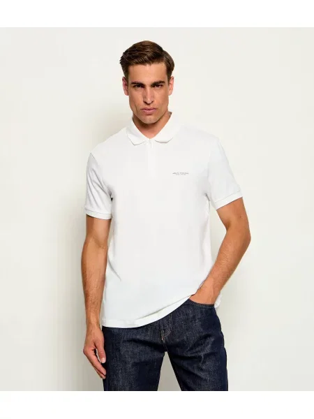 Tricou polo Armani Exchange stretch alb