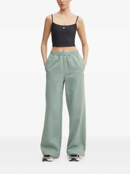 Pantaloni palazzo Adidas cu dungi plisat cu imagine albastru