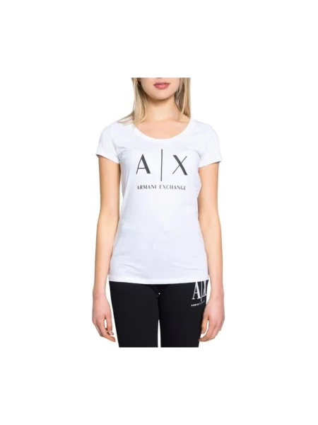 Top Armani Exchange z logo casual biały