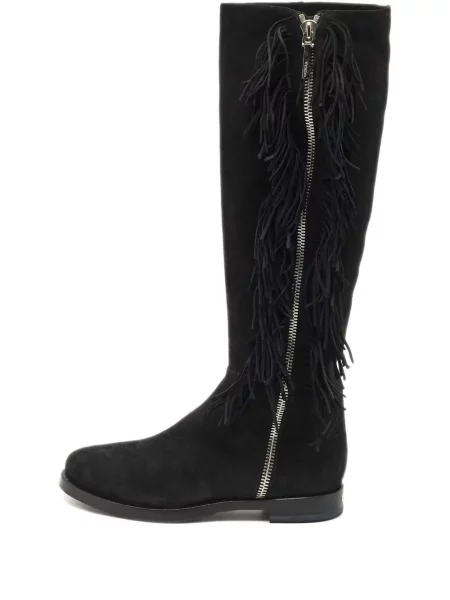 Semišové kozačky Le Silla s třásněmi černé