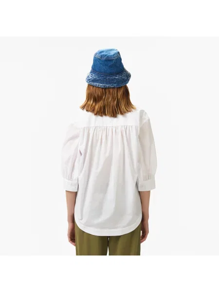 Lacoste Koszula Ze Stójką Z Krótkim Rękawem Relaxed Fit biała