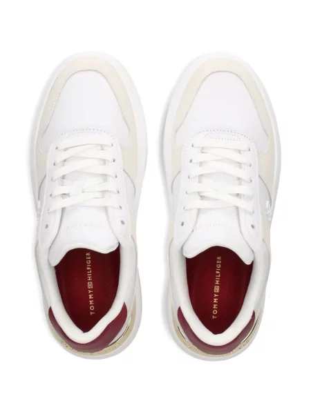 Sneakerși Tommy Hilfiger din piele cu platformă alb