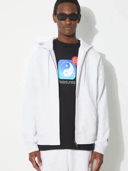 Carhartt WIP bluza Hooded Chase Jacket barbati cu glugă melanj gri