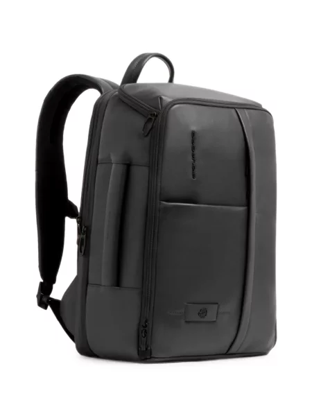Rucsac Piquadro din piele cu autograf negru