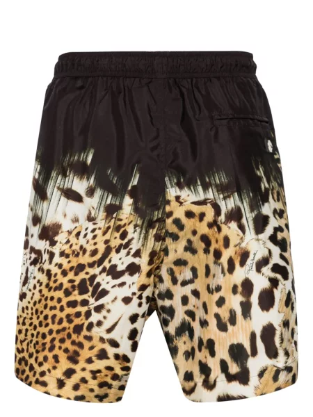 Leopardí spodní díl plavek Roberto Cavalli s potiskem černý