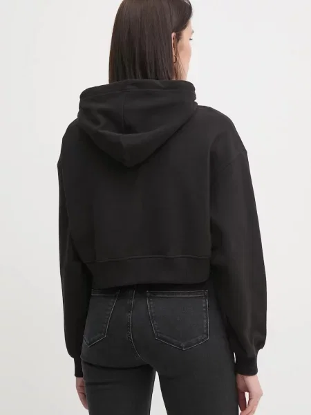 Mikina Calvin Klein Jeans s kapucí hladká černá