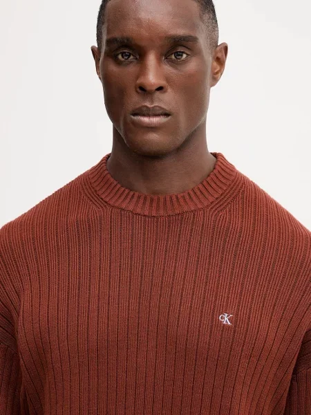 Calvin Klein Jeans Bombažen pulover rjava