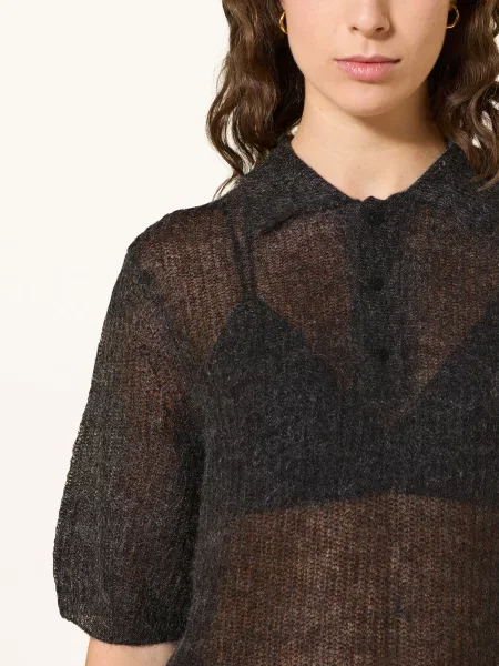 Allsaints Úpletové Tričko Anabel S Mohérem tmavě šedá