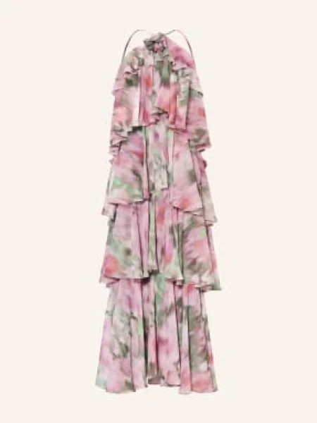 Swing Suknia Wieczorowa Z Falbanami rosa zielona