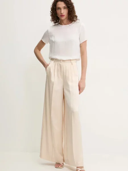 Штани Fracomina широкі висока посадка бежевий