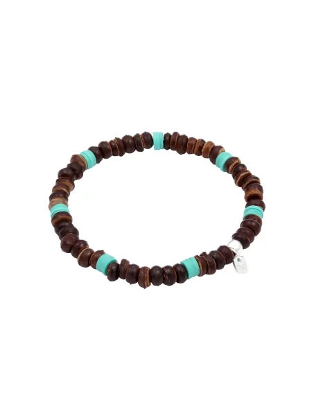 KUZZOI Náramok tyrkysová strieborná hnedá