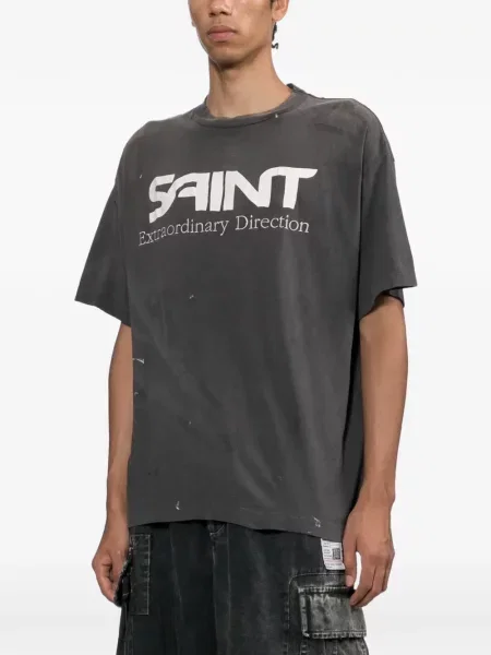 Μπλούζα Saint Mxxxxxx με φθαρμένο εφέ γκρι