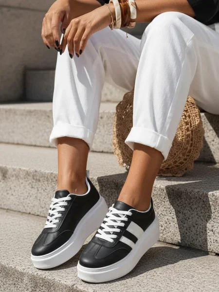 Teniși Dstreet cu platformă negru