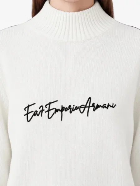 Pulover Ea7 Emporio Armani cu autograf alb
