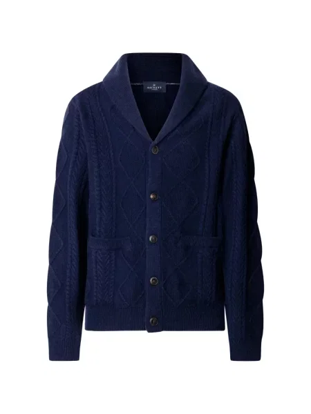 Gulerat cardigan Hackett London tricotate albastru