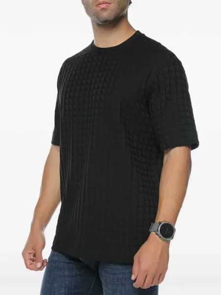 Μπλούζα Emporio Armani ζακάρ με αυτόγραφο μαύρο