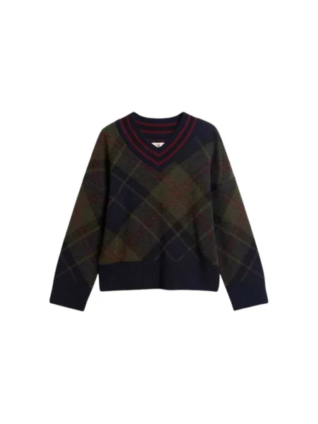 Sweter Barbour wełniany niebieski