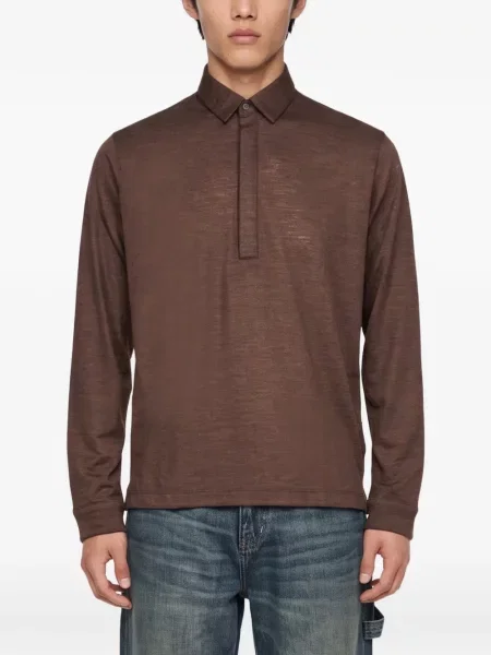 Μακρύς polo Manifatture Del Nord καφέ
