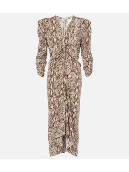 Rochie midi Isabel Marant de mătase cu imagine până la genunchi