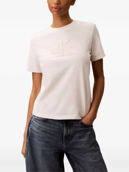 Scurt tricou Calvin Klein cu broderie roz