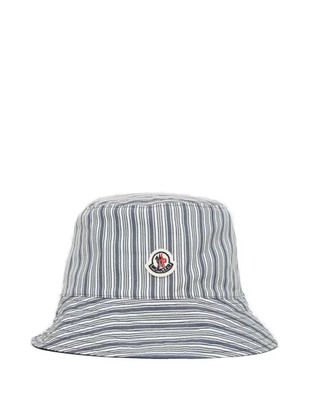 Pruhovaný klobouk bucket Moncler s autogramem modrý