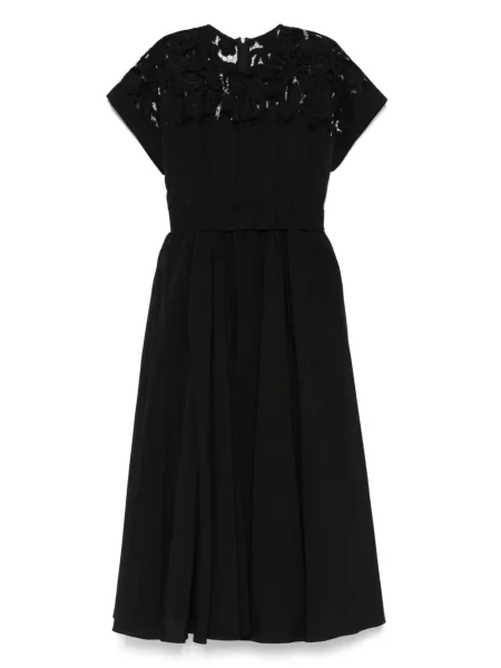Rochie midi Nissa din dantelă până la genunchi de costum negru