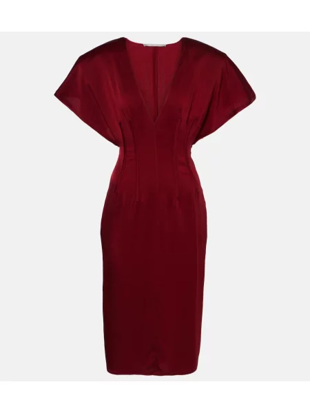 Rochie midi Stella Mccartney din satin drapată până la genunchi roșu