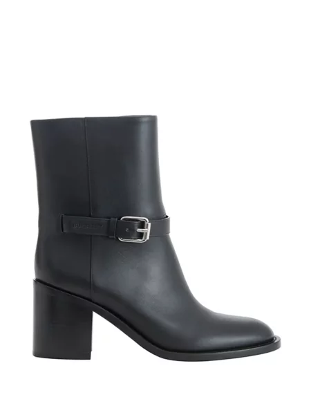 Botine Burberry din piele cu cataramă negru
