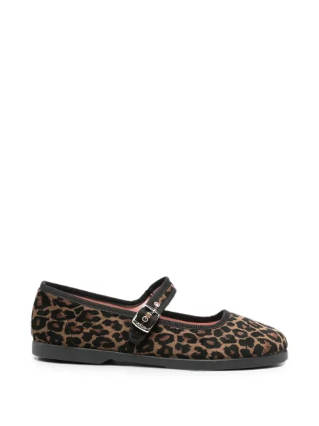 Balerini Victoria cu imagine cu model leopard cu cataramă maro