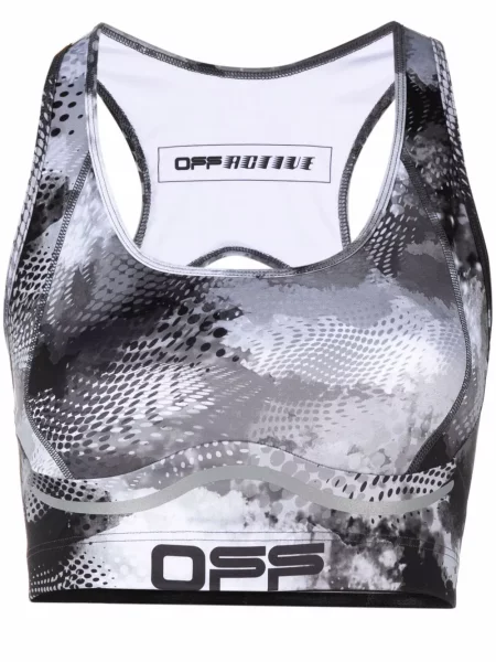 Sutien sport Off-white cu autograf alb