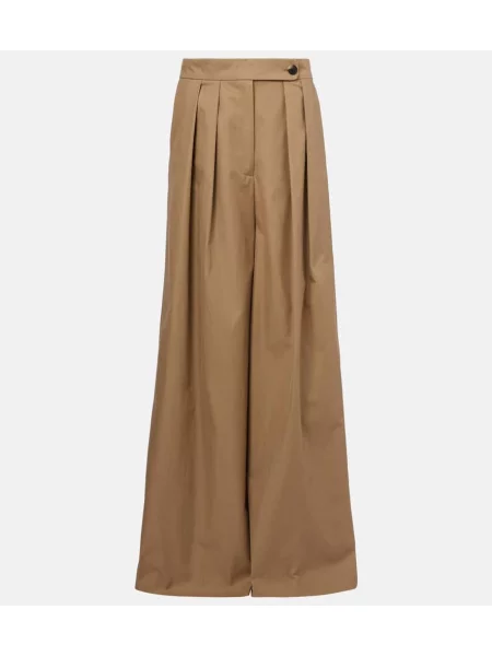 Pantaloni Dries Van Noten cu talie joasă din țesătură twill bej