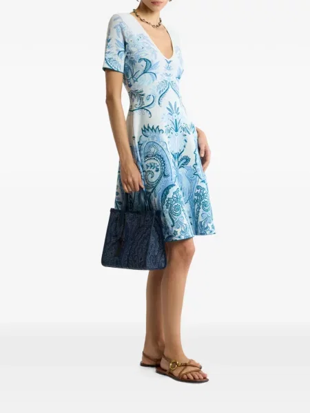 Μίντι φόρεμα Etro paisley ζακάρ μπλε