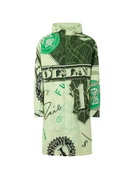 Palton Moschino cu glugă cu imagine verde