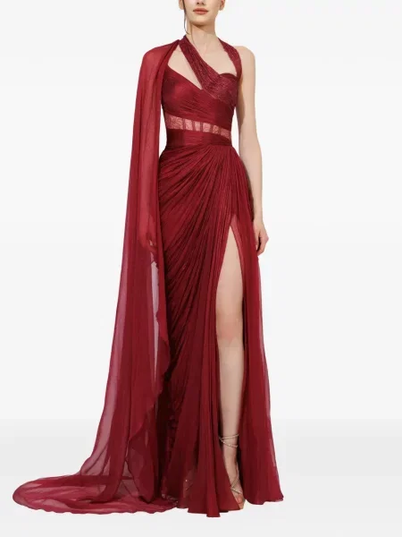 Rochie maxi Iris Serban drapată roșu
