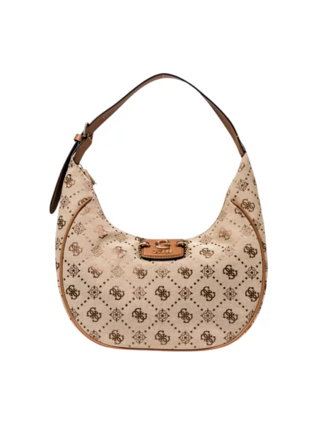 Torebka hobo Guess żakardowa beżowa