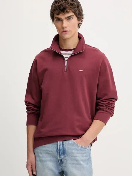 Bombažen pulover Levi's ORIGINAL HM bordo