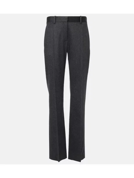 Hlače z ravnimi hlačnicami The Row iz kašmirja siva