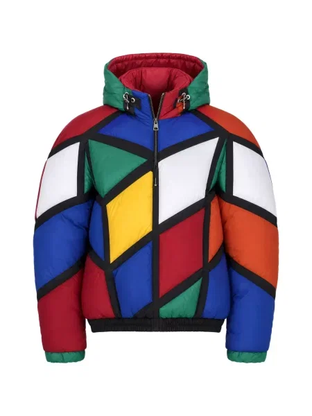 Matlasat geacă Dolce & Gabbana cu imprimeu geometric albastru
