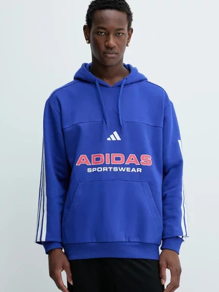 Pulover adidas Tiro s kapuco modra