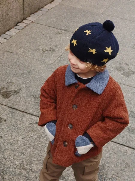 Konges Sløjd Dětský kabát CALIN ROCKET COAT hnědý