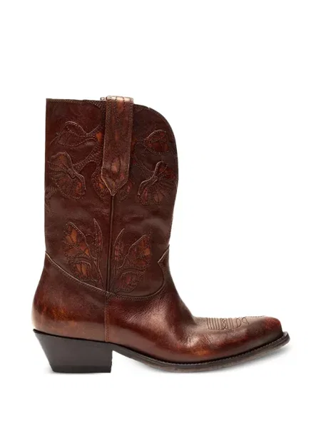 Botine Golden Goose cu model floral auriu