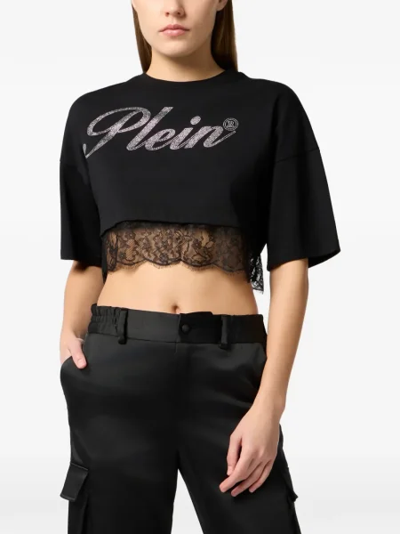 Μπλούζα Philipp Plein με δαντέλα κομμένο μαύρο