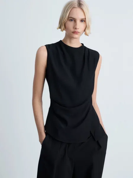 Блуза MANGO віскоза/поліестер чорний